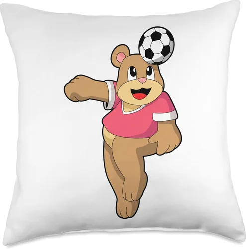 Vista 4 de Bear Soccer Player Soccer Sports Throw Pillow