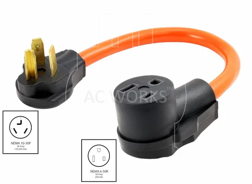 Vista 2 de AC WORKS 10/3 STW 1.5 pies Cable adaptador de soldador 3 clavijas 10-30P enchufe de secadora a 6-50R salida de soldador WD1030650-018
