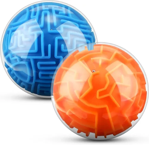 Vista 5 de Sumind 2 piezas de bola de rompecabezas de laberinto 3D 10 cm de esfera, acertijos mágicos de memoria secuencial, rompecabezas educativos
