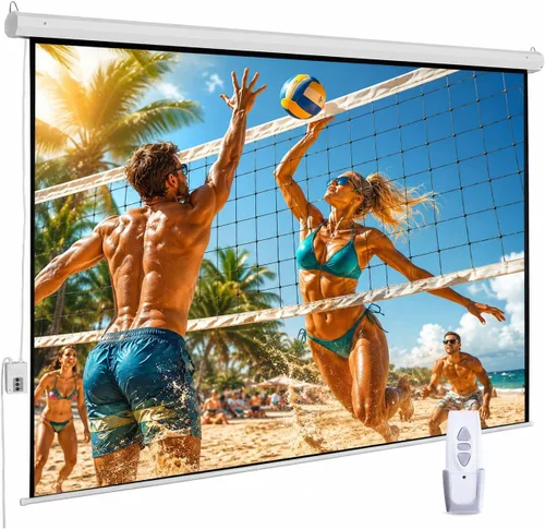 Vista 15 de Pantalla de proyector motorizada de 110", pantalla de proyector eléctrica 16:9 con control remoto, pantalla de película HD