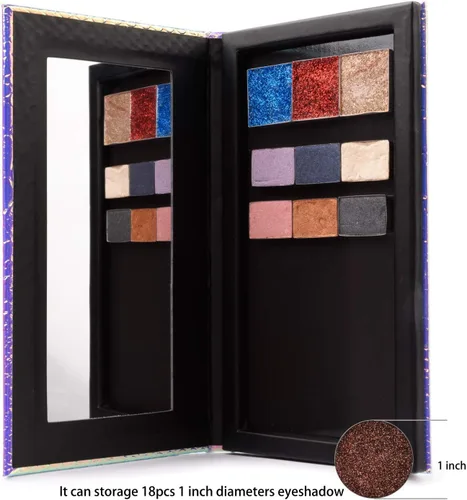 Vista 3 de Allwon Paleta magnética de sirena vacía paleta de maquillaje con espejo y 20 unidades adhesivas vacías de metal para sombra de ojos, lápiz labial