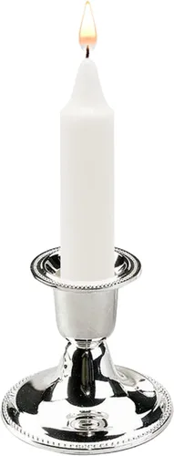 Vista 6 de The Dreidel Company Portavelas plateados, palitos de vela Shabat, diseño chapado en plata adornado, 2.5 pulgadas (paquete de 2)