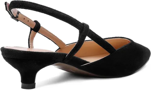Vista 5 de ROSERWISH Zapatos de vestir de gamuza con punta cuadrada para mujer, para boda, fiesta, cómodos, gatitos, tacón bajo, zapatos de vestir de 1.5