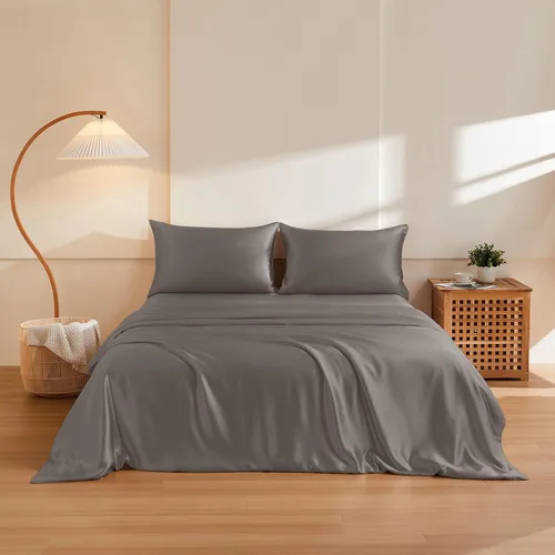 Vista 16 de THXSILK Juego de funda de edredón de seda de morera 100% pura de 3 piezas, ropa de cama de lujo ultra suave de grado 6A+, sábanas de seda