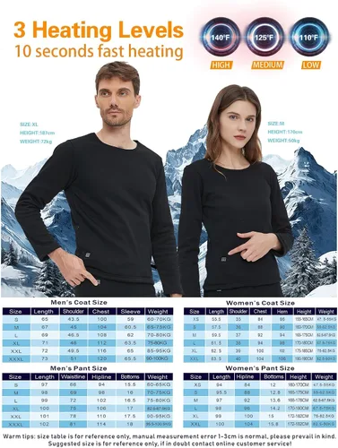 Vista 7 de Conjunto de ropa interior térmica eléctrica para mujer, 22 zonas de calefacción, calefacción eléctrica con USB, equipo de caza de invierno