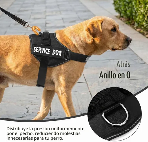 Vista 4 de MUMUPET Arnés para perro de servicio, chaleco reflectante y antitirones Negro