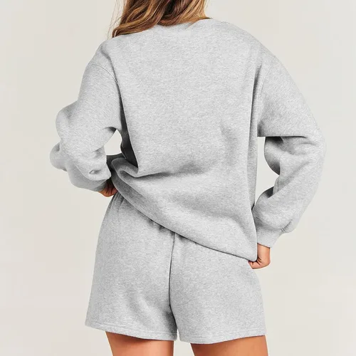 Vista 7 de Sweatshirt and Sweatpants Set Women Crew Neck Tops and Shorts Track Suits for Women Set Y2K Casual Travel Outfit