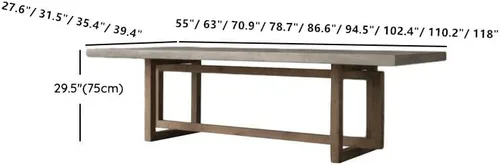 Vista 2 de LAKIQ Mesa de comedor rectangular de madera, color gris de imitación de cemento, estilo industrial retro, mesa de trabajo, mesa de sala