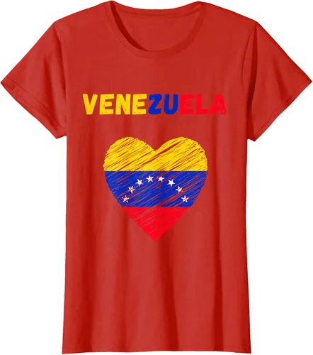 Vista 86 de Camiseta con la bandera venezolana con corazón de Venezuela, Negro