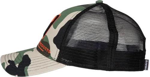 Vista 3 de Simms Bass Icon Trucker Hat, gorra Snapback con pez