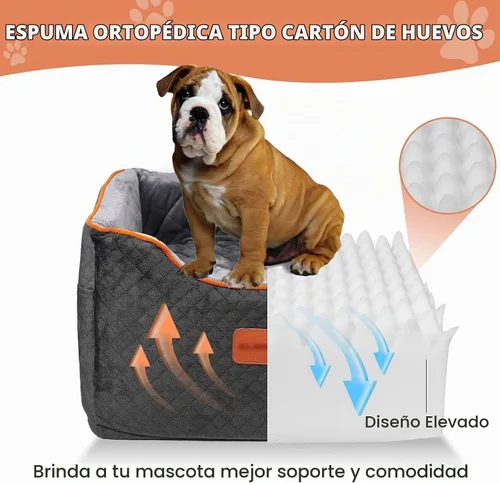 Vista 2 de AlfaTok Asiento de Coche para Perros de Espuma Viscoelástica con Funda Lavable y Desmontable, Asiento de Coche para Mascotas Elevado, Asientos