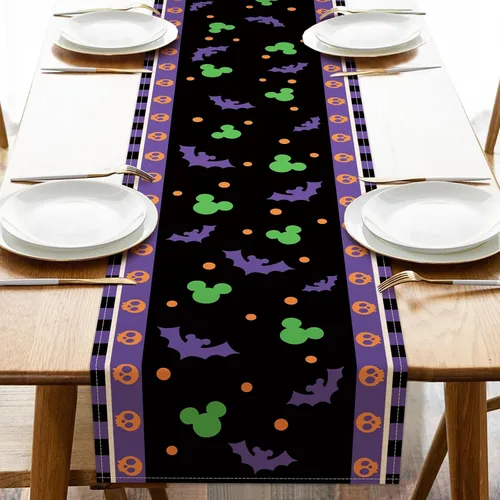 Vista 7 de Seliem Camino de Mesa de Calabaza de Otoño, Decoración de Mesa de Cocina y Comedor de Lunares Rojos de Acción de Gracias de Otoño, Decoración