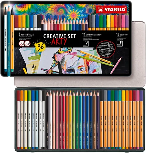 Vista 10 de STABILO Bolígrafo de punta de fibra prémium 68 – ARTY – Paquete de 12 – Colores surtidos