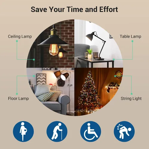 Vista 6 de DEWENWILS Toma de corriente con control remoto para interiores, interruptor de luz remoto inalámbrico para luces de Navidad, interruptor de toma