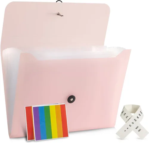 Vista 16 de Carpeta de archivos expandible con 13 bolsillos, carpeta de archivo de acordeón para documentos, organizador estético de papel negro