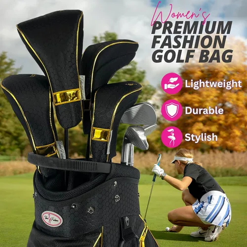 Vista 2 de Taboo Fashions Ladies Golf Bag - 14-Way Women’s Golf Cart Bag with Insulated Cooler Pocket, Rain Hood, 7 Zippered Pockets & More - Stylish Golf