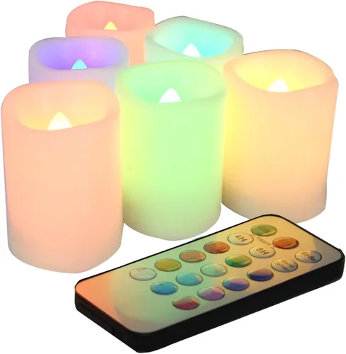 Vista 13 de Velas pequeñas de luz led, efecto de llama parpadeante, con pilas y control remoto. Luces decorativas para bautismo, bodas, fiestas, regalos. 6