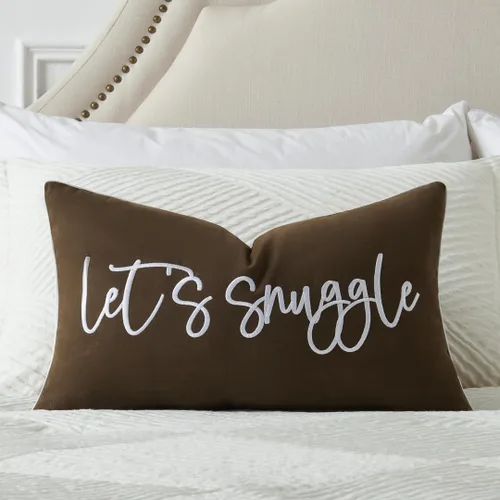 Vista 10 de Sunkifover Let's Snuggle - Funda de almohada decorativa, 18 x 18 pulgadas, algodón bordado en blanco y negro, funda de almohada para cama