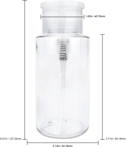 Vista 2 de Dispensador de bomba de empuje transparente de 7 onzas, botella recargable vacía con tapa abatible, para esmalte de uñas, viajes, embalaje