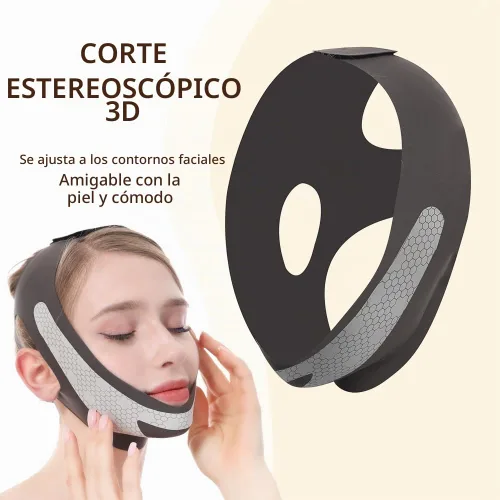 Vista 7 de Máscara de elevación de línea V de grafeno, correa de elevación facial para dormir, correa de barbilla reutilizable y ajustable para levantar