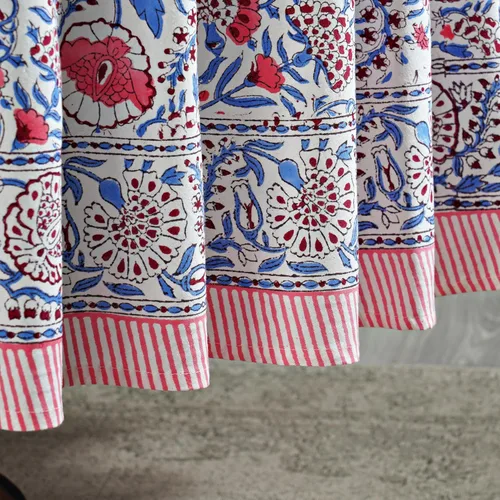 Vista 4 de Ridhi Mantel redondo estampado a mano color rosa flamenco 120 pulgadas 100%