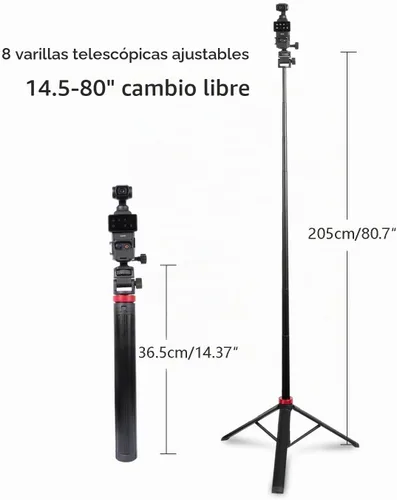 Vista 3 de 80" Tripod & Selfie Stick with Adapter for DJI Osmo Pocket 3 4