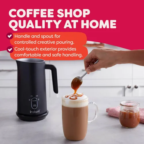 Vista 5 de Espumador de leche Instant Pot, vaporizador eléctrico 4 en 1, fabricante de espuma caliente y fría automática de 10 oz/295 ml y calentador de leche