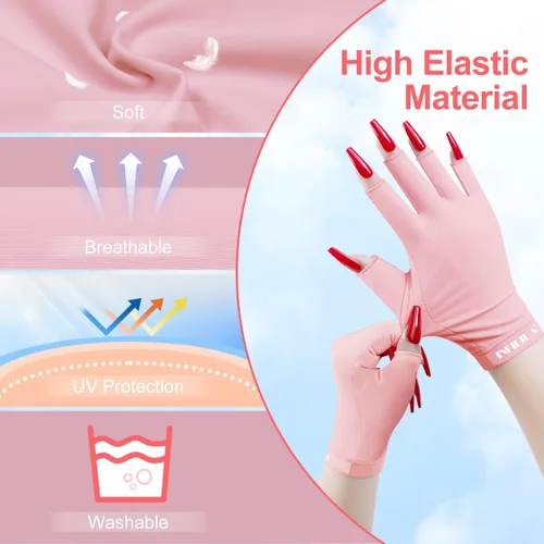 Vista 4 de NXJ INFILILA UV Gloves for Nails, Anti UV Light Gloves for Gel Nail Lamp, Professional UPF 99+ Protection for Women