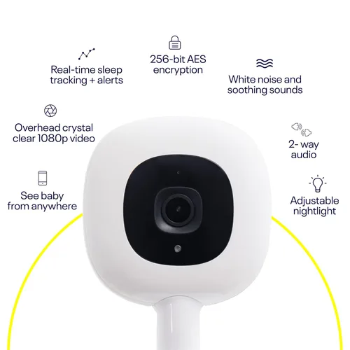 Vista 2 de Nanit Monitor de bebé profesional inteligente y soporte de pared, cámara de video Wi-Fi segura de 1080p, rastreador de movimiento de sueño