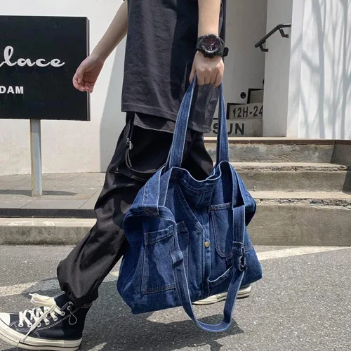 Vista 4 de Yohora Bolso de hombro para mujer, bandolera de mezclilla, estilo hobo, casual, ligero, para trabajo, viajes