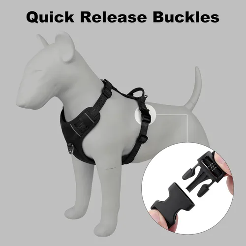 Vista 8 de Plutus Pet Arnés sin tirones para perro, arnés reflectante ajustable con asa, a prueba de escapes, acolchado suave para perros pequeños, medianos