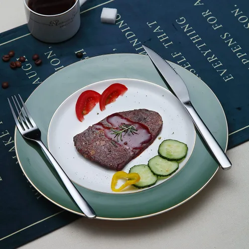 Vista 4 de Juego de cuchillos para carne, 12 piezas, acero inoxidable de alta calidad, 6 tenedores y 6 cuchillos de cena, cuchillos de carne para 6 personas