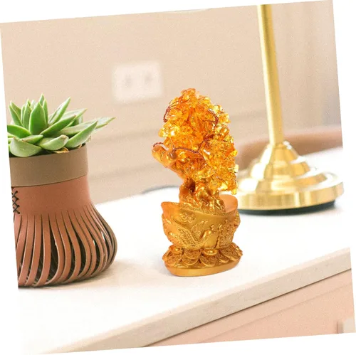 Vista 5 de LIFKOME Estatua única del árbol de la suerte del árbol del dinero del arte del cristal del adorno de la suerte para el regalo de la decoración china