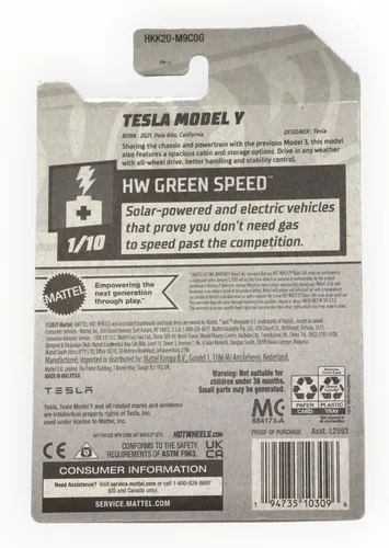 Vista 2 de Hot Wheels Tesla Model Y, coche a escala 1:64, gris, 37/250