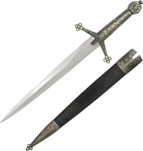 Vista 9 de MASTER USA Mini espada corta medieval, hoja de acero inoxidable con mango de metal fundido, vaina de madera - Fantasía, coleccionable