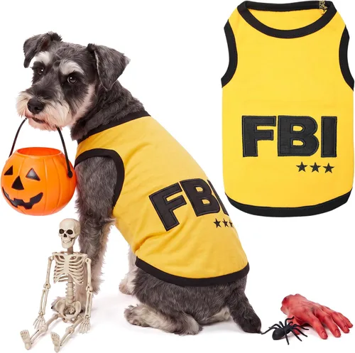 Vista 43 de Camiseta para Perro Parisian Pet - Camiseta Bordada FBI - 100% Algodón, Ropa Transpirable para Perros - Chaleco para Mascotas Sin Mangas - Camisas