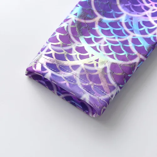 Vista 7 de VIKITA Leggings elásticos para niñas con escamas brillantes, pantalones ajustados de colores elegantes para fiesta de cumpleaños de 2 a 12 años
