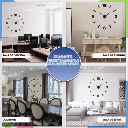 Vista 5 de Reloj de pared DIY, cronometrador analógico sin marco estilo 3D para el hogar, sala de estar, dormitorio, oficina, decoración moderna de la casa a
