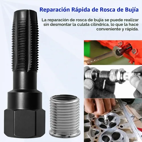 Vista 3 de ZKTOOL Kit de reparación de rosca de bujías de 14 mm, kit de reparación de cabeza de cilindro roscada, herramienta de reparación de rosca
