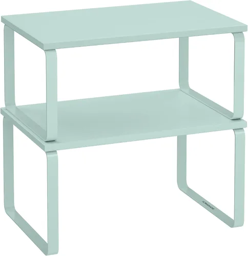 Vista 25 de SONGMICS Estante Organizador de Gabinete, Juego de 2 Estantes de Encimera de Cocina, Almacenamiento de Cocina, Estante de Especias, Apilable