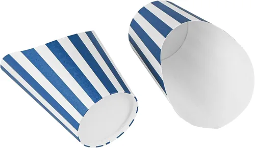 Vista 12 de Restaurantware Bio Tek - Recipientes de papas fritas de 12 onzas, 100 tazas desechables de charcutería, diseño inclinado, redondo, a rayas