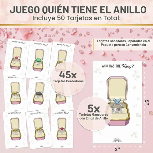 Vista 6 de Who Has The Ring - Juego de rascar para despedida de soltera - Divertidas frases perdidas en las tarjetas de boletos - Fácil de jugar - Divertida