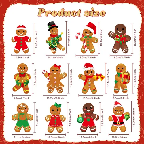 Vista 2 de Namalu 54 piezas de remolinos colgantes de hombre de jengibre de Navidad, decoraciones de hombre de jengibre para fiesta, remolinos colgantes