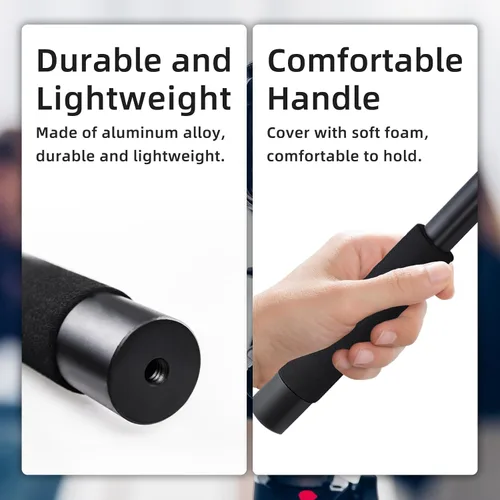 Vista 5 de Brazo extensible del brazo del micrófono 4 secciones con tornillo de 1/4" 3/8" 1.5 a 5.05ft Portable Handheld Mic Boom Pole Aluminum Alloy