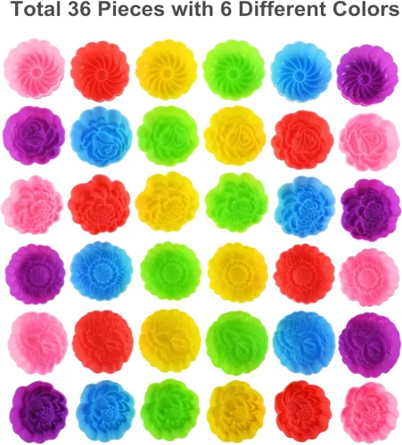 Vista 4 de Vasos de silicona reutilizables para hornear, forros de silicona de tamaño mini de 2 pulgadas para hornear, forros reutilizables para muffins