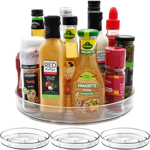 Vista 12 de Amolliar Lazy Susan de 2 niveles de 11 pulgadas, organizador giratorio para gabinete, cocina, nevera, encimera, baño, organizador de despensa