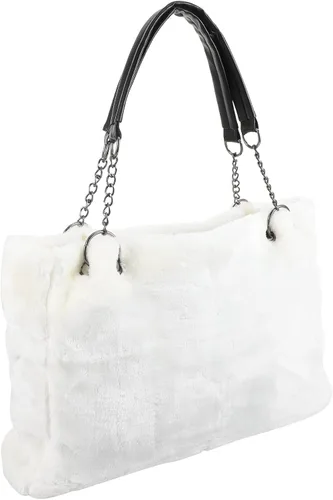 Vista 2 de Bolso de hombro de felpa individual de gran capacidad, bolso de mano mullido para mujeres y señoras, lindo bolso diario portátil