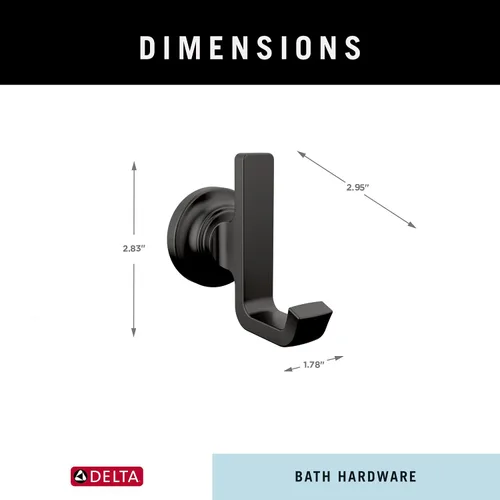 Vista 6 de Delta Gancho doble para toallas para baño o cocina Negro mate Accesorios Tetra