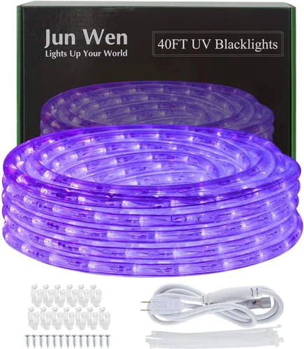 Vista 7 de Tira de luces negras de 20 pies, 360 LED, tira de luces LED, luces de cinta, accesorios de luz negra morada flexible de 12 V, cinta LED