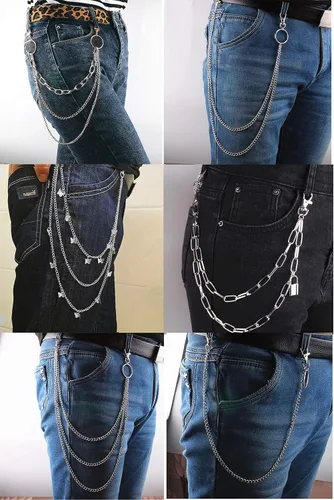 Vista 8 de 6 Pieces Pants Chain Wallet Chain Butterfly Lock Charm Jeans Chains Pocket Punk Chain Hip Hop Rock Chains for Women Men